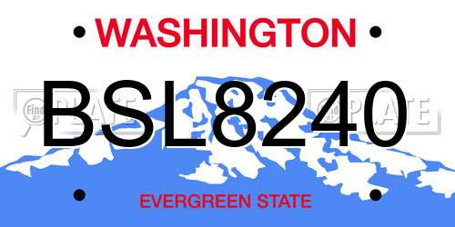 BSL8240 Washington License Plate