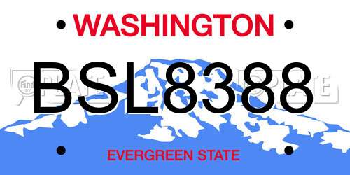 BSL8388 Washington License Plate