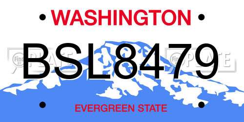 BSL8479 Washington License Plate