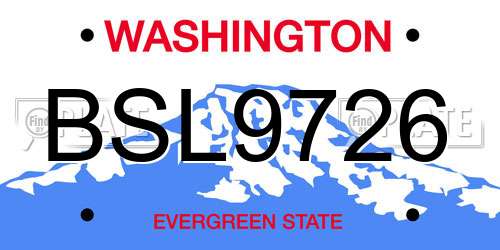 BSL9726 Washington License Plate