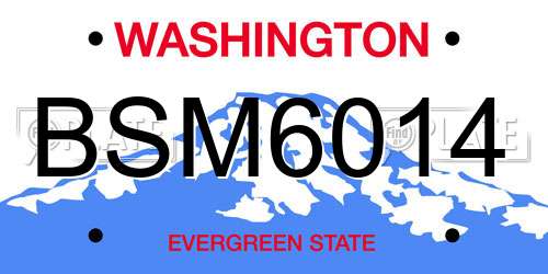 BSM6014 Washington License Plate