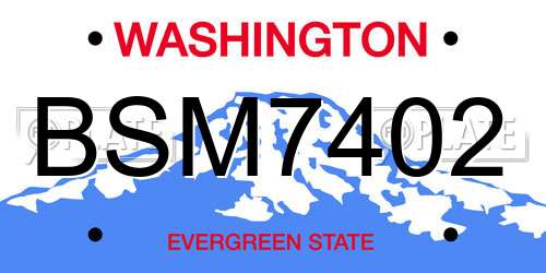 BSM7402 Washington License Plate