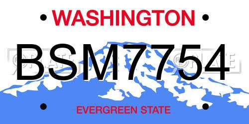 BSM7754 Washington License Plate