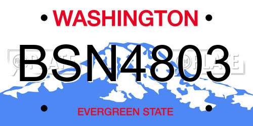 BSN4803 Washington License Plate