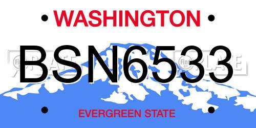 BSN6533 Washington License Plate