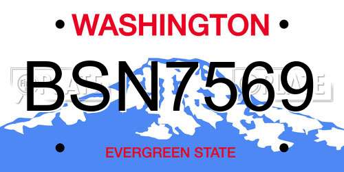 BSN7569 Washington License Plate