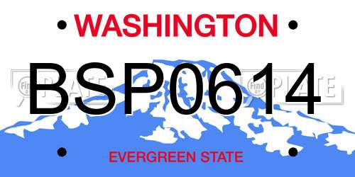 BSP0614 Washington License Plate