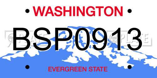 BSP0913 Washington License Plate