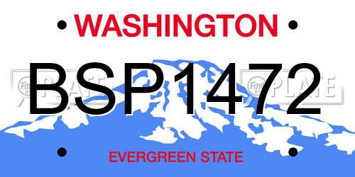 BSP1472 Washington License Plate