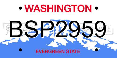 BSP2959 Washington License Plate