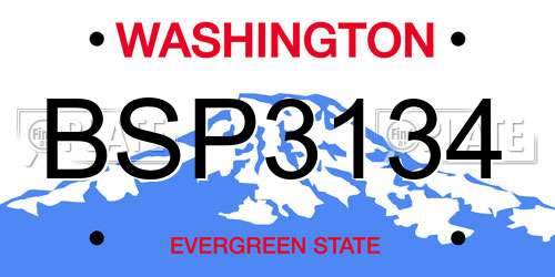 BSP3134 Washington License Plate