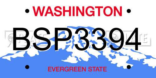 BSP3394 Washington License Plate