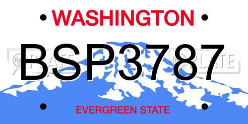 BSP3787 Washington License Plate
