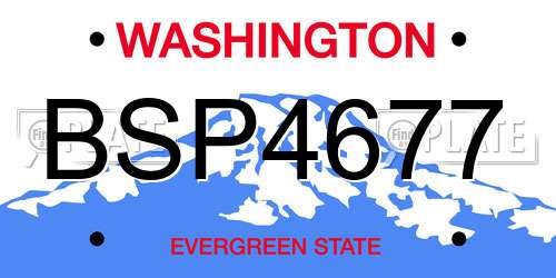 BSP4677 Washington License Plate