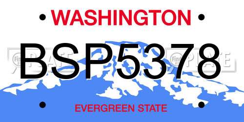 BSP5378 Washington License Plate