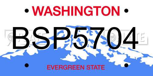 BSP5704 Washington License Plate