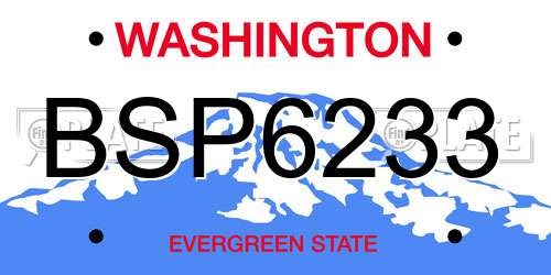 BSP6233 Washington License Plate