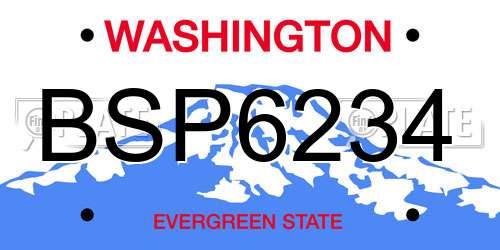 BSP6234 Washington License Plate
