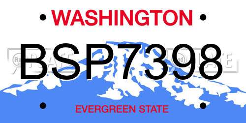 BSP7398 Washington License Plate