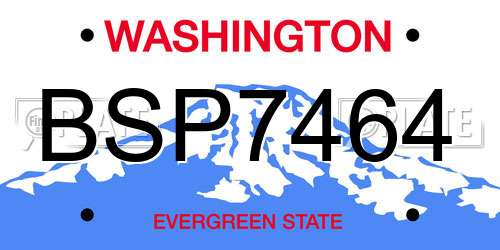 BSP7464 Washington License Plate