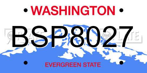 BSP8027 Washington License Plate