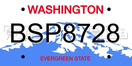 BSP8728 Washington License Plate