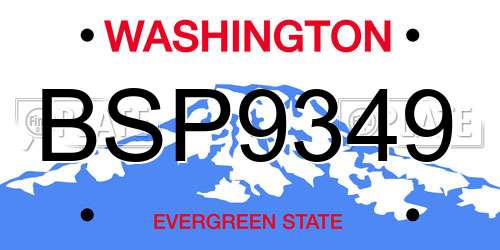 BSP9349 Washington License Plate