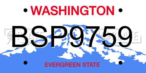 BSP9759 Washington License Plate