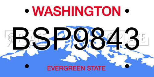 BSP9843 Washington License Plate