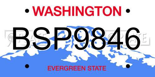 BSP9846 Washington License Plate
