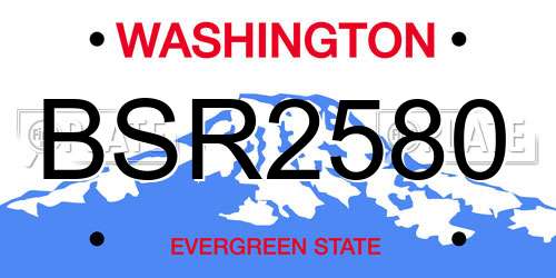 BSR2580 Washington License Plate