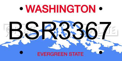 BSR3367 Washington License Plate