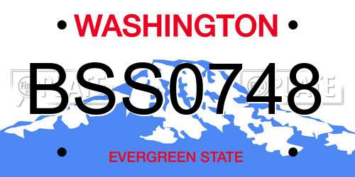 BSS0748 Washington License Plate