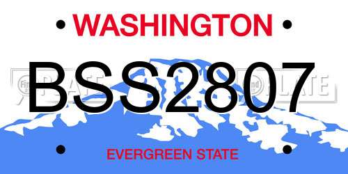 BSS2807 Washington License Plate