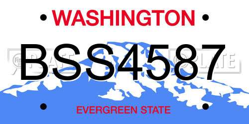 BSS4587 Washington License Plate