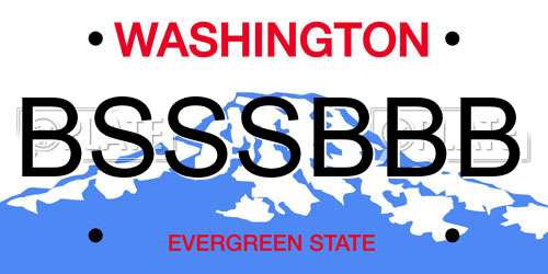 BSSSBBB Washington License Plate