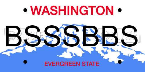 BSSSBBS Washington License Plate
