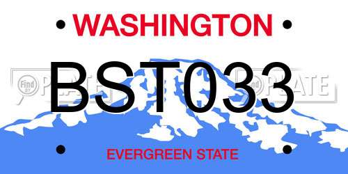BST033 Washington License Plate