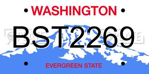BST2269 Washington License Plate