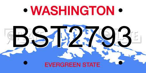 BST2793 Washington License Plate