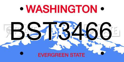 BST3466 Washington License Plate