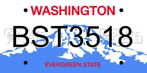 BST3518 Washington License Plate