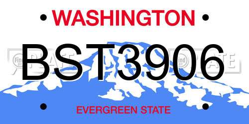 BST3906 Washington License Plate