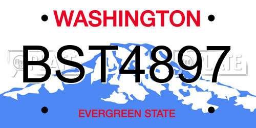 BST4897 Washington License Plate