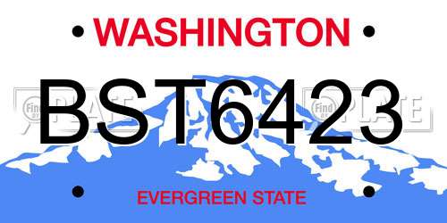 BST6423 Washington License Plate