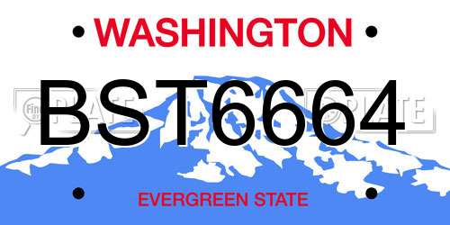 BST6664 Washington License Plate