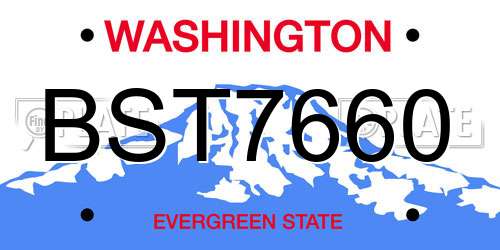 BST7660 Washington License Plate