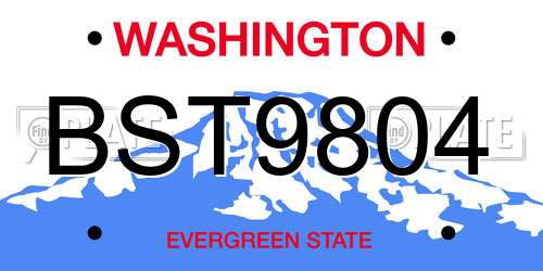 BST9804 Washington License Plate