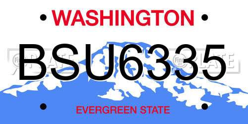 BSU6335 Washington License Plate