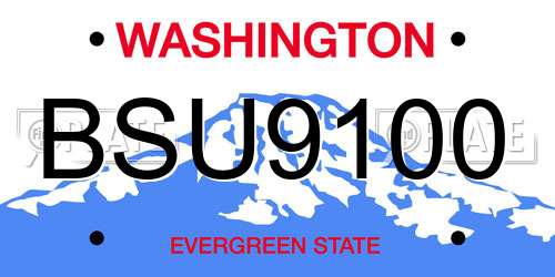 BSU9100 Washington License Plate